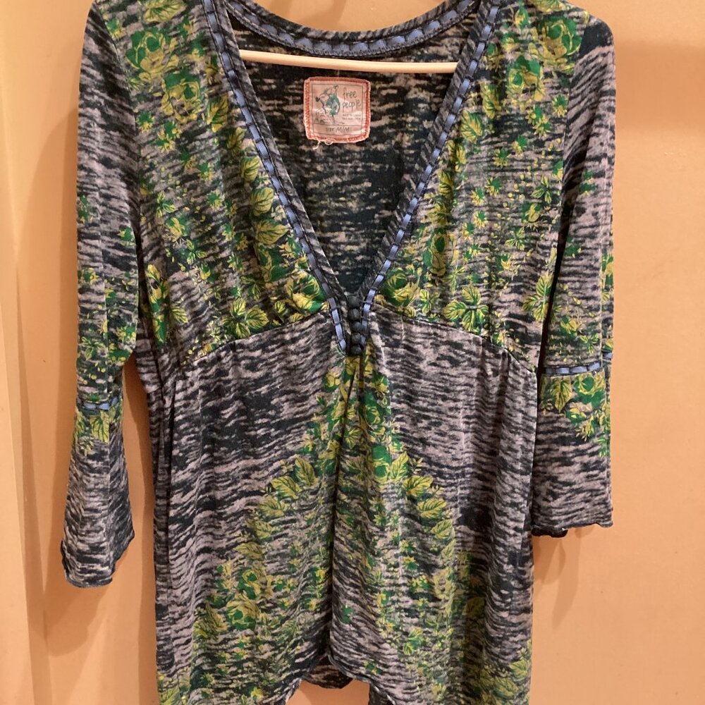 Free People Green Blue Top M